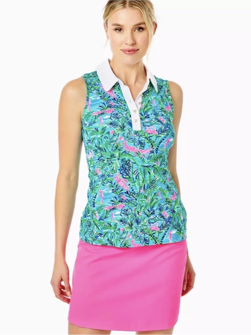 Lilly Pulitzer Luxletic Imara Polo Par Fection XL UPF 50 NWOT